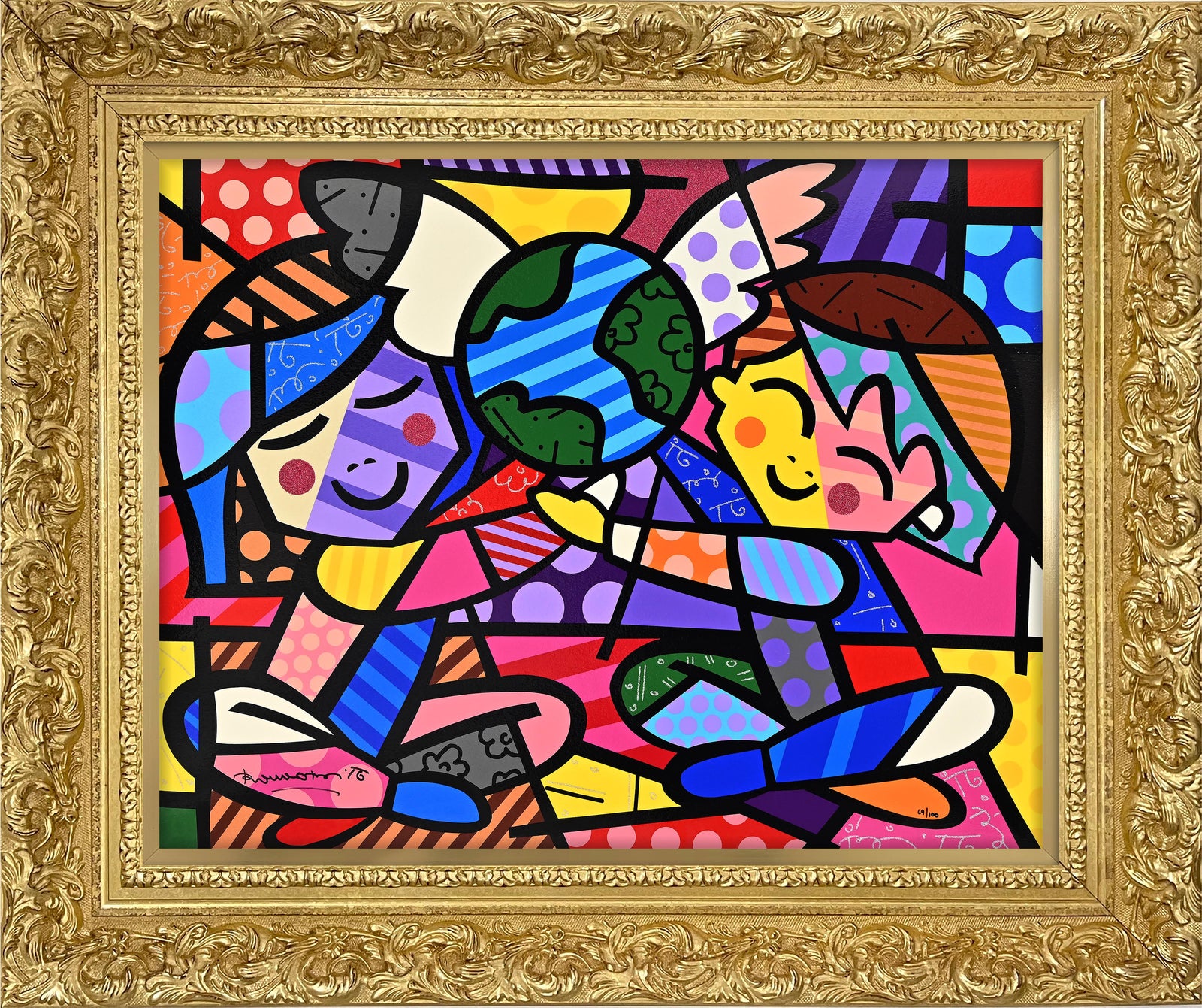 Romero Britto children of the world serigraph colorful pop art design