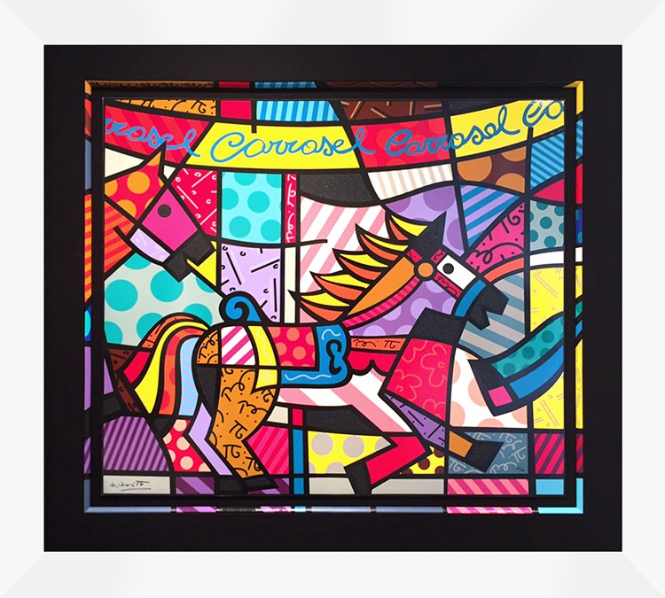 Romero Britto carousel serigraph colorful pop art design