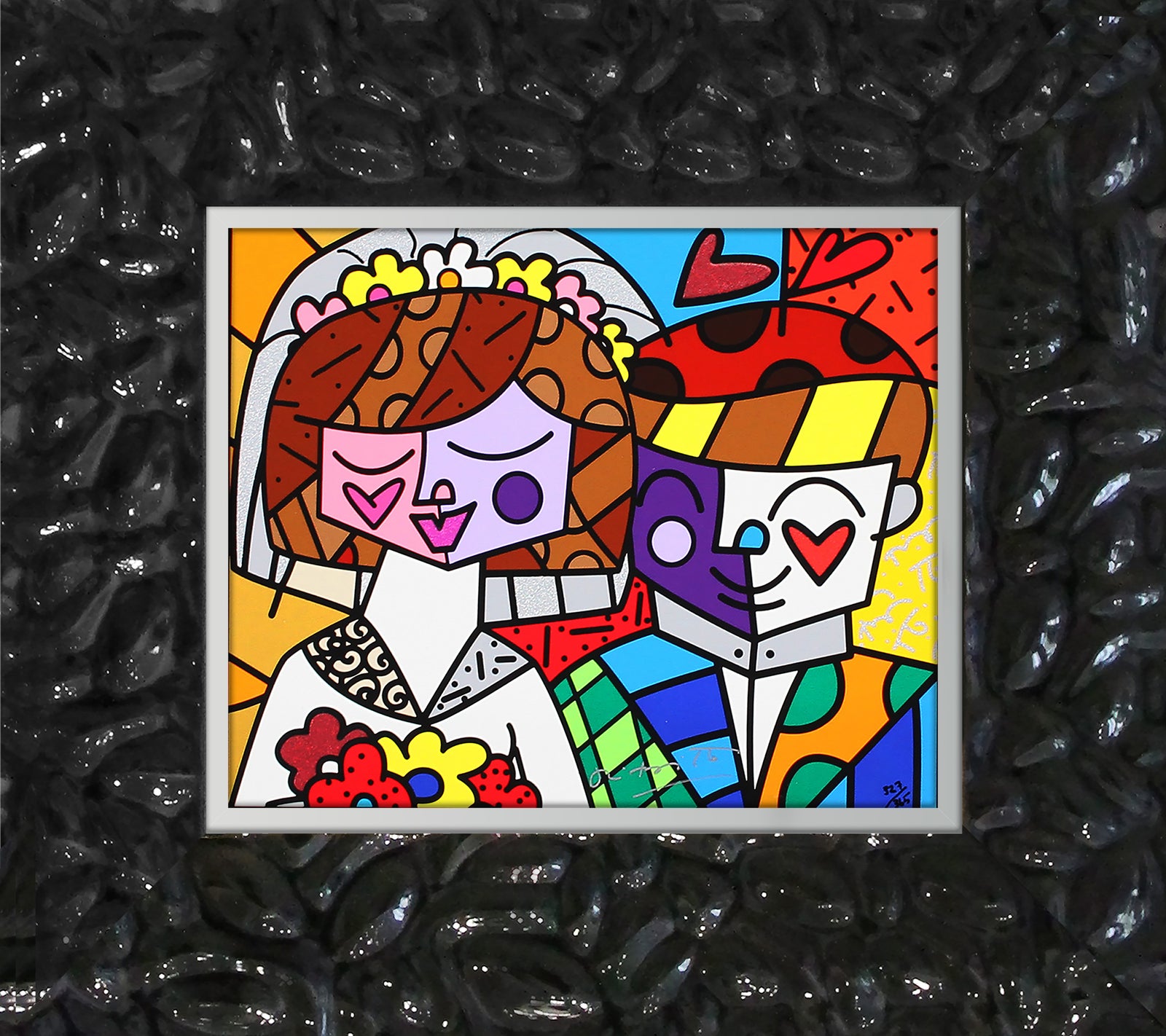 Romero Britto love wedding limited edition serigraph colorful pop art design