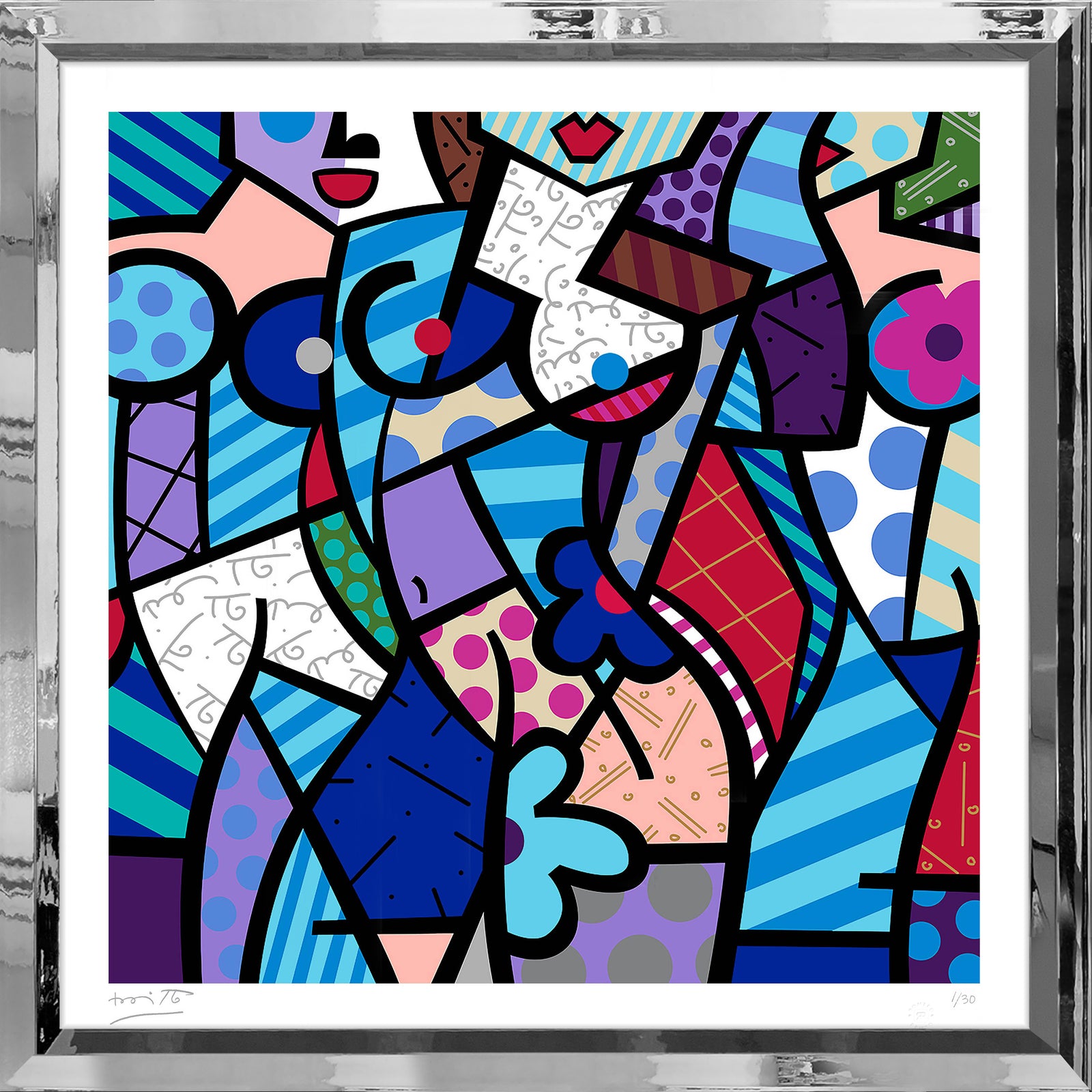 three graceswinter blue serigraph colorful decorative collectible gift idea