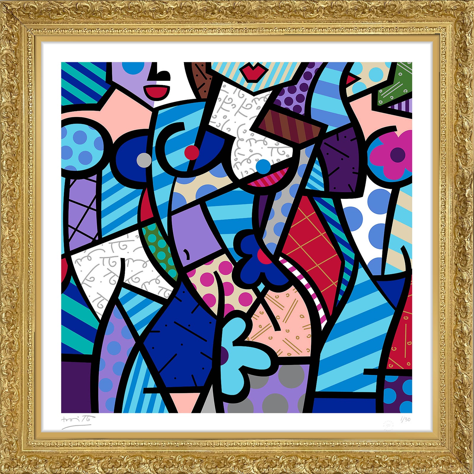 modern pop art three graceswinter blue serigraph vibrant home decor
