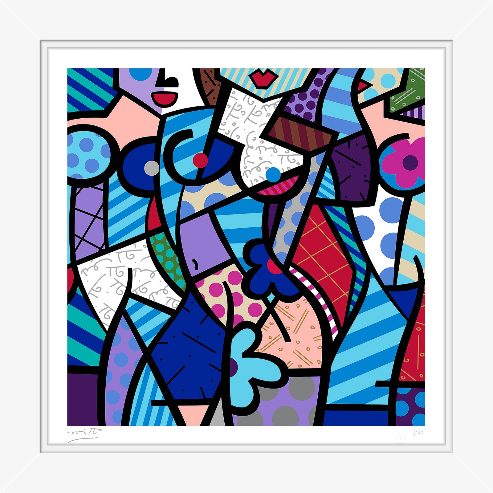 three graceswinter blue serigraph colorful decorative collectible gift idea