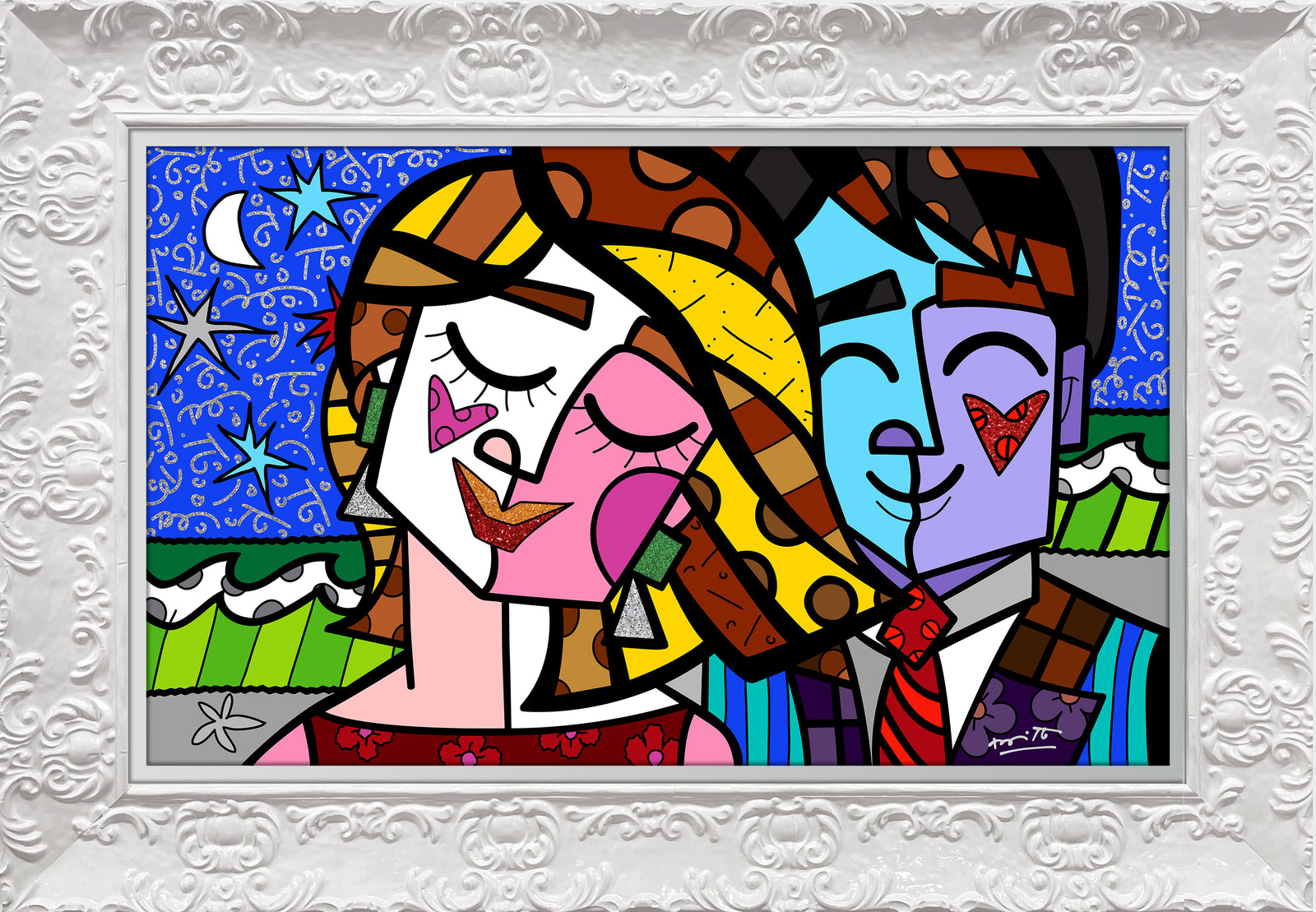 Romero Britto romancismo serigraph colorful pop art design