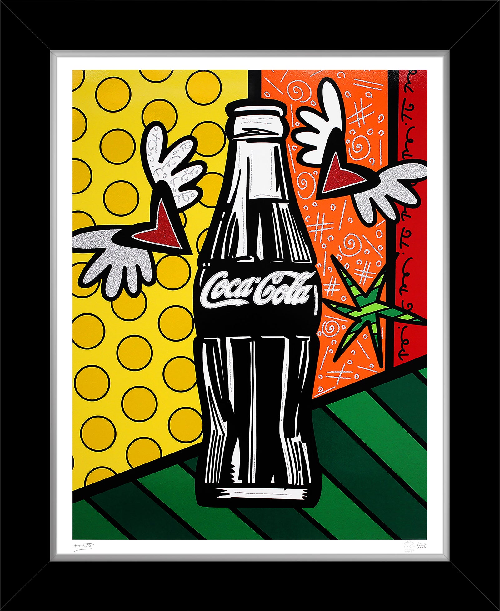 Romero Britto cocacola happiness serigraph contemporary pop art piece