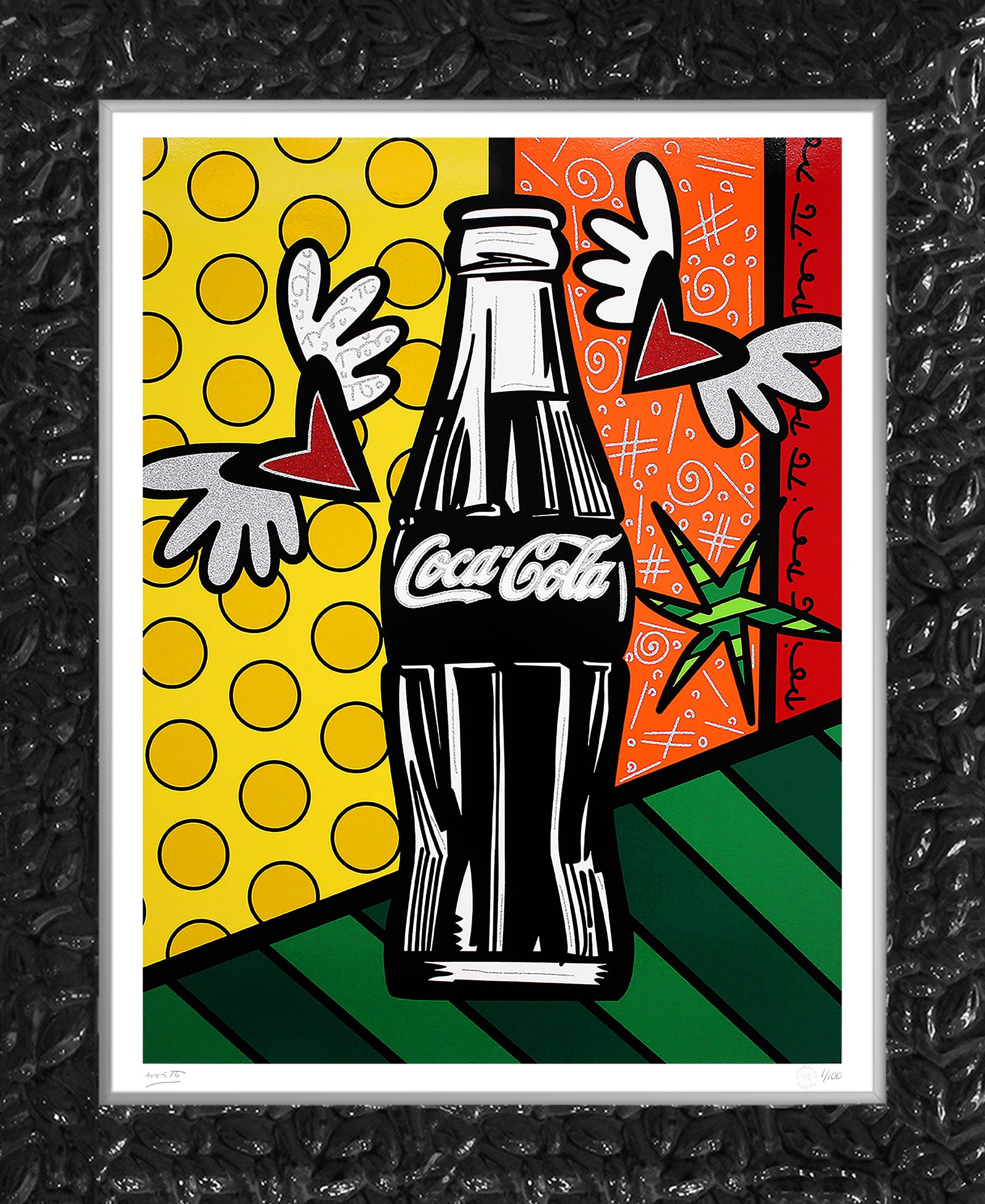 Romero Britto cocacola happiness serigraph contemporary pop art piece