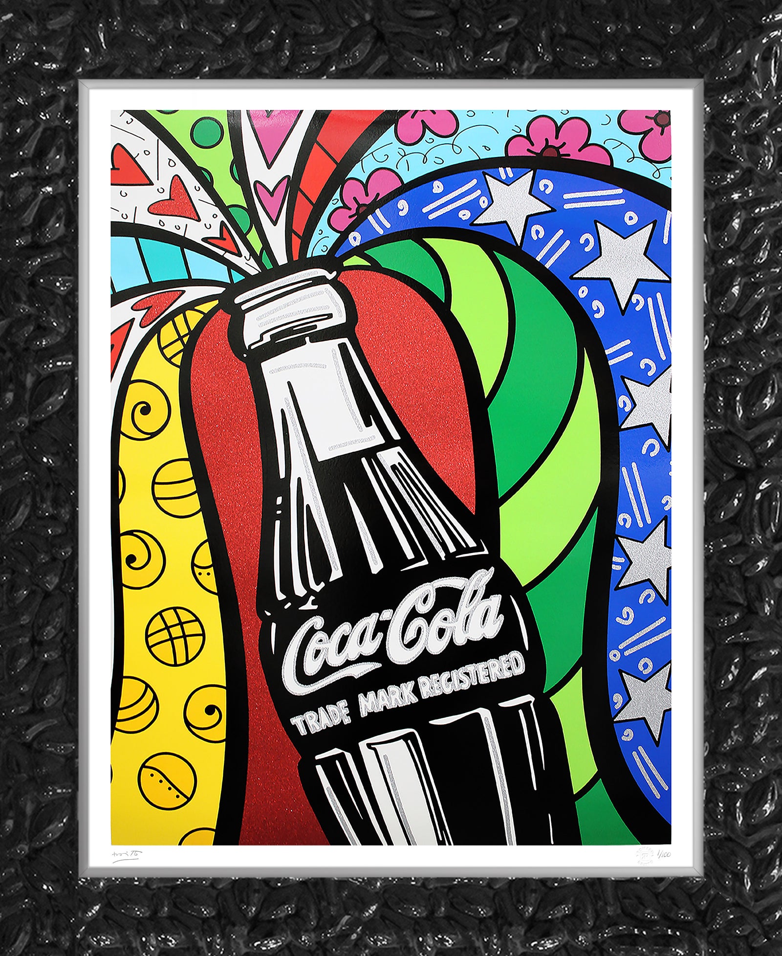 Romero Britto cocacola sharing serigraph contemporary pop art piece