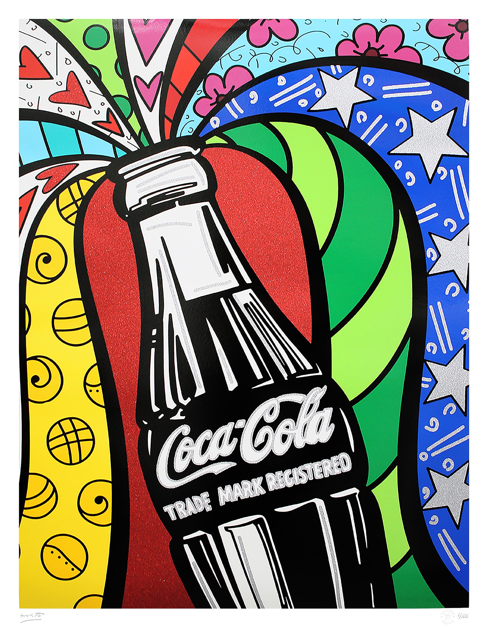 Romero Britto cocacola sharing serigraph colorful pop art design