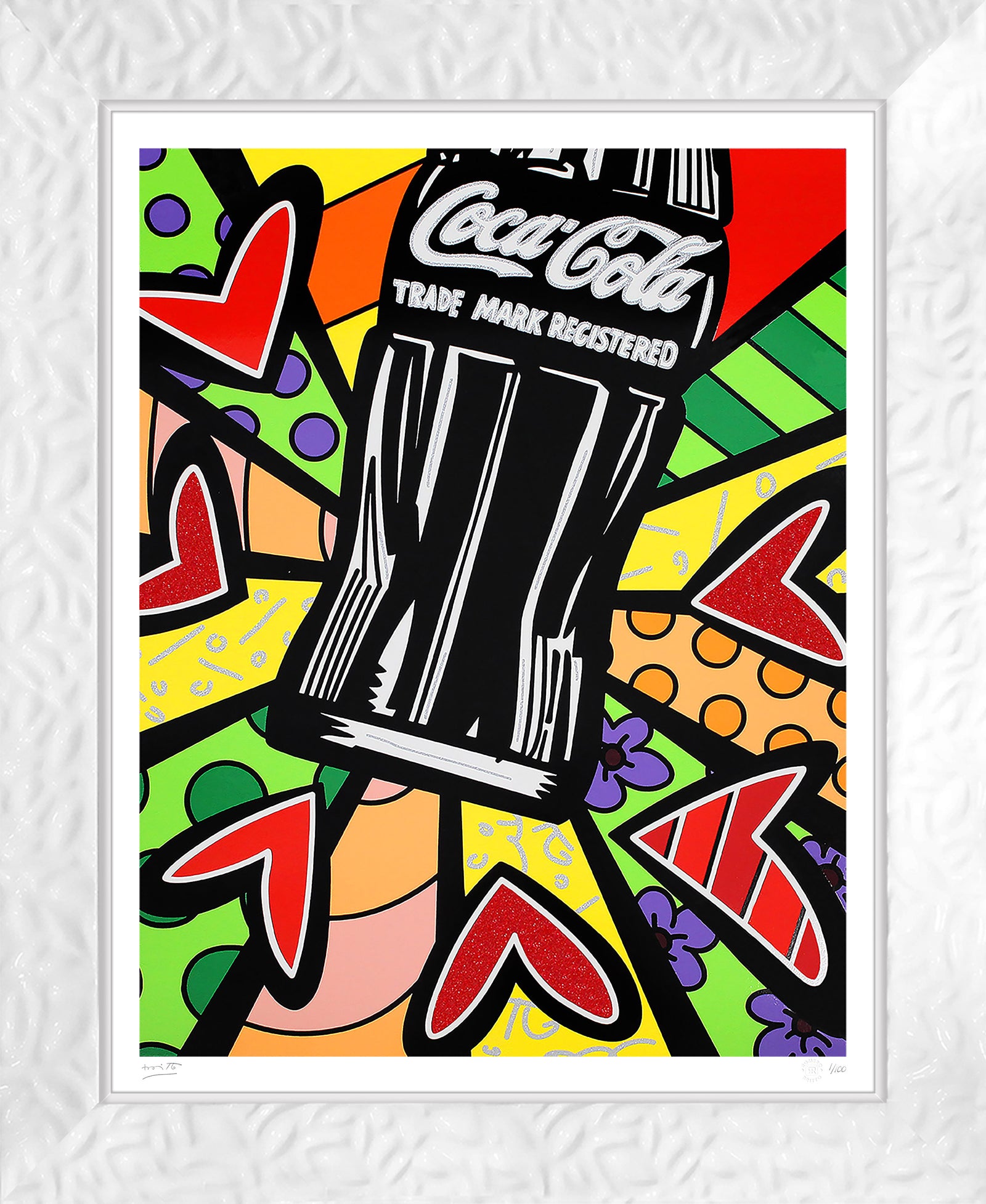 cocacola love serigraph artistic colorful design collectible