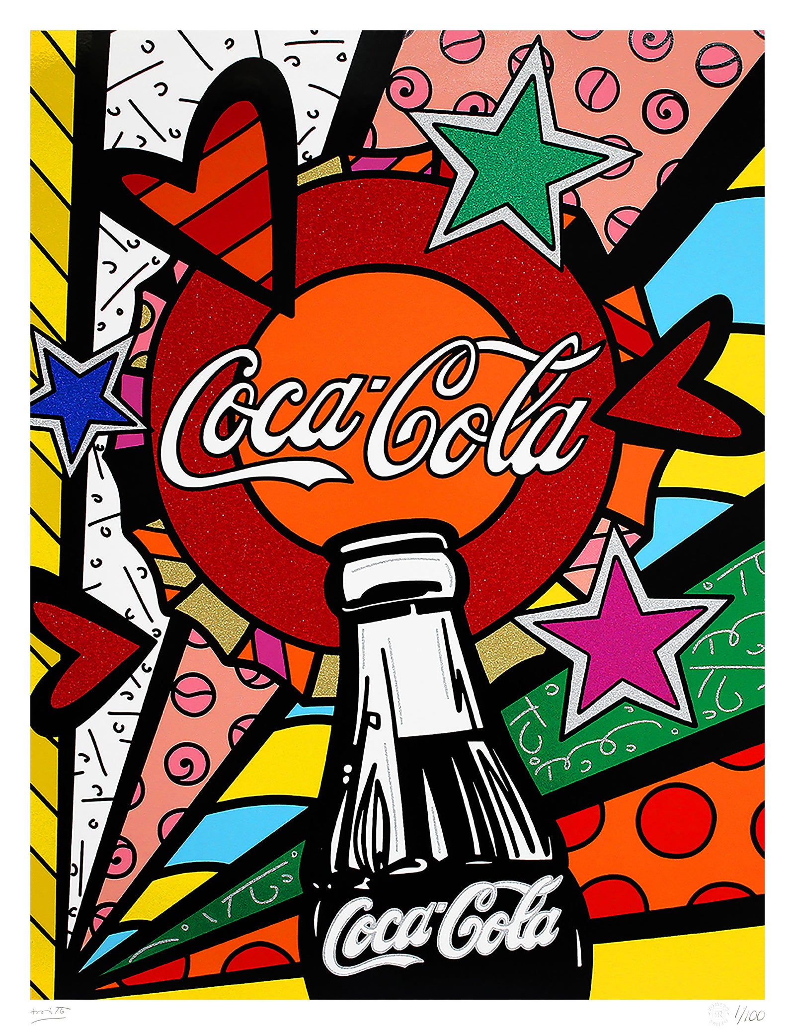 Romero Britto cocacola sunshine serigraph colorful pop art design