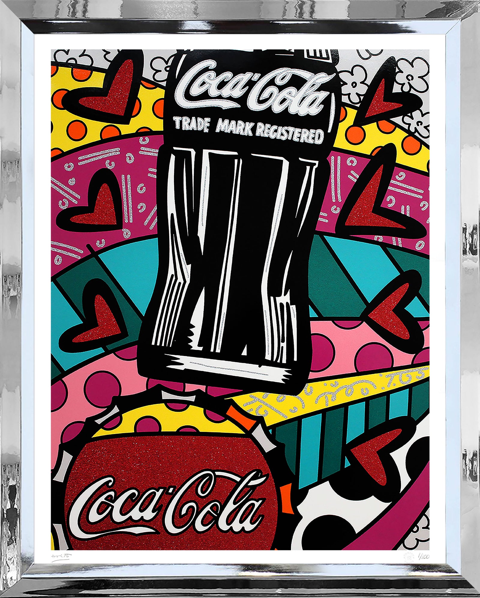Romero Britto cocacola celebration serigraph contemporary pop art piece