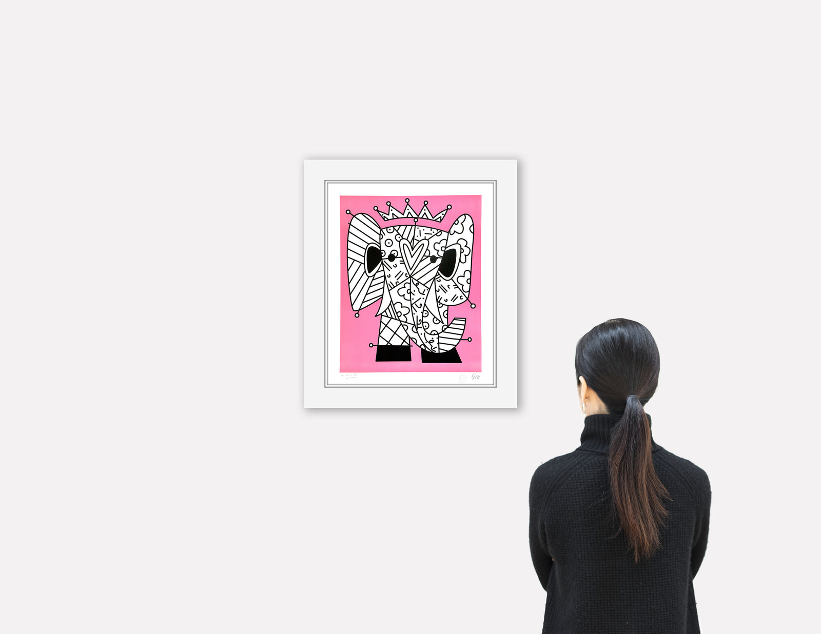 modern pop art pink elephant lithograph vibrant home decor