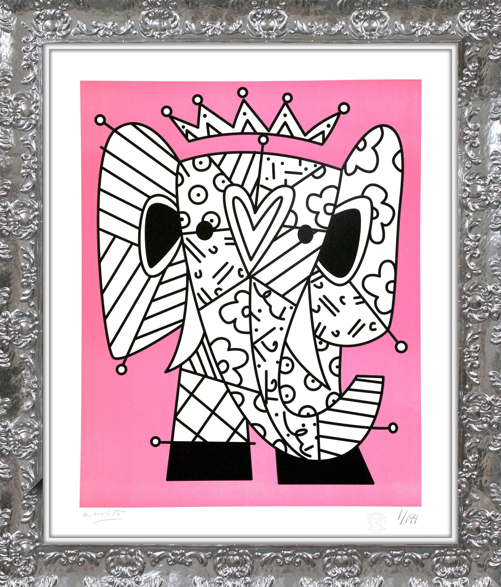 modern pop art pink elephant lithograph vibrant home decor