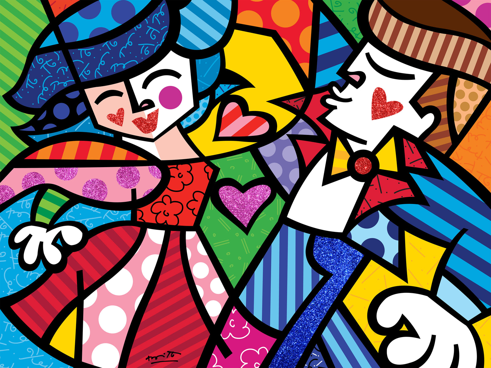 Romero Britto letss dance limited edition print colorful pop art design