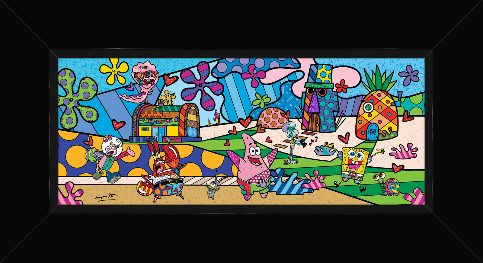 Romero Britto my ocean spongebob by britto contemporary pop art piece