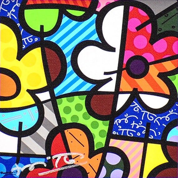 Romero Britto botanical flowers limited edition print colorful pop art design