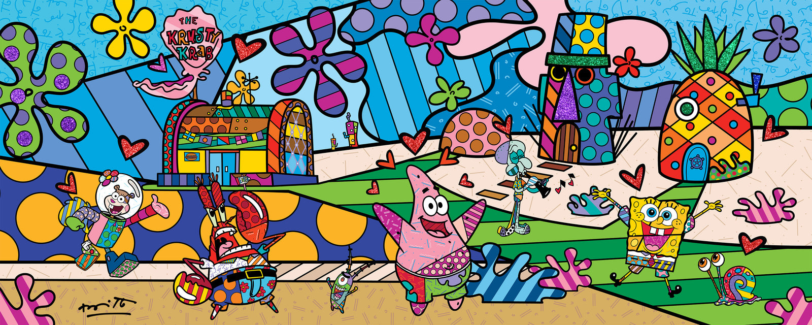 Romero Britto bikini bottom sponebob by britto colorful pop art design