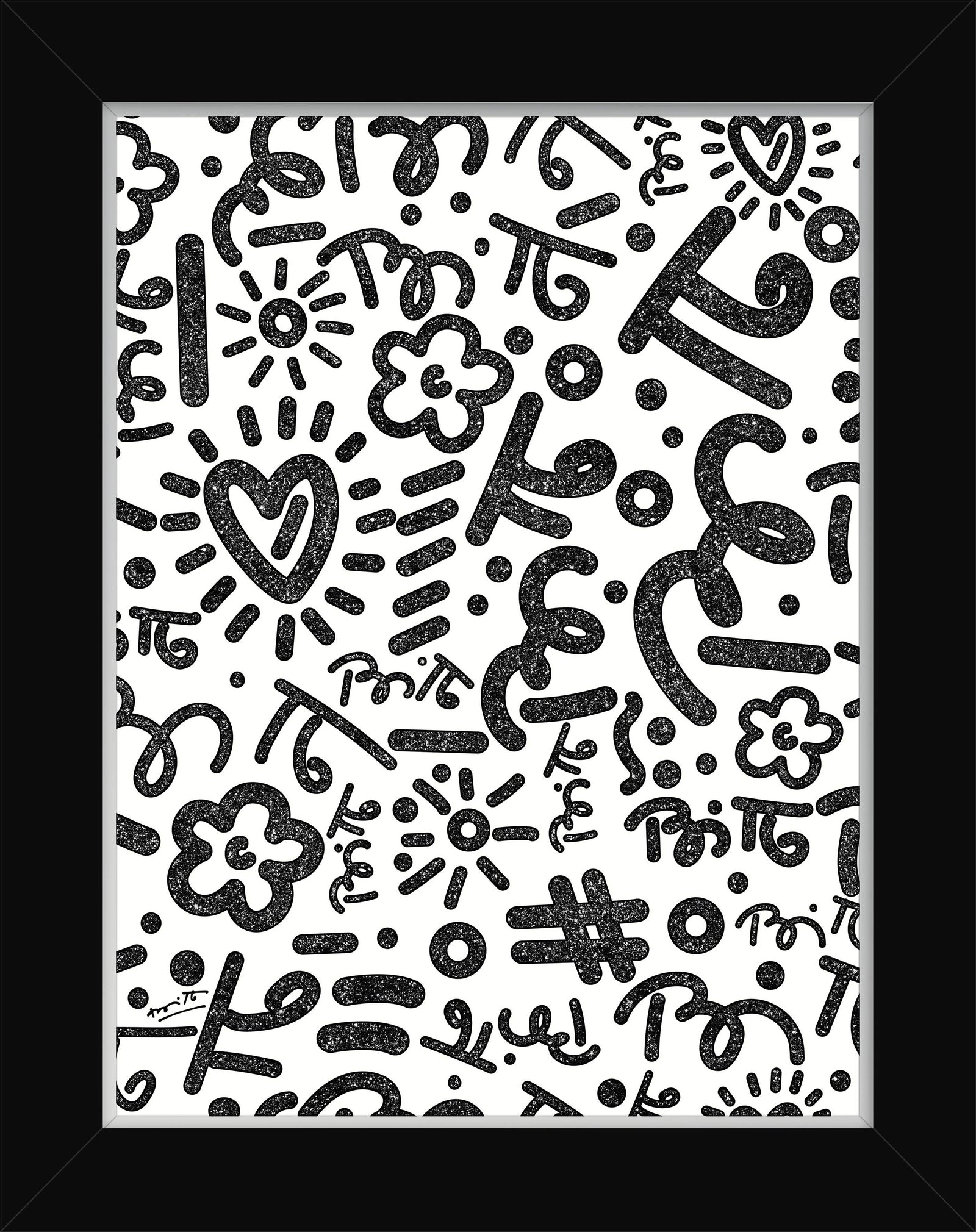 Romero Britto black graffiti limited edition print colorful pop art design
