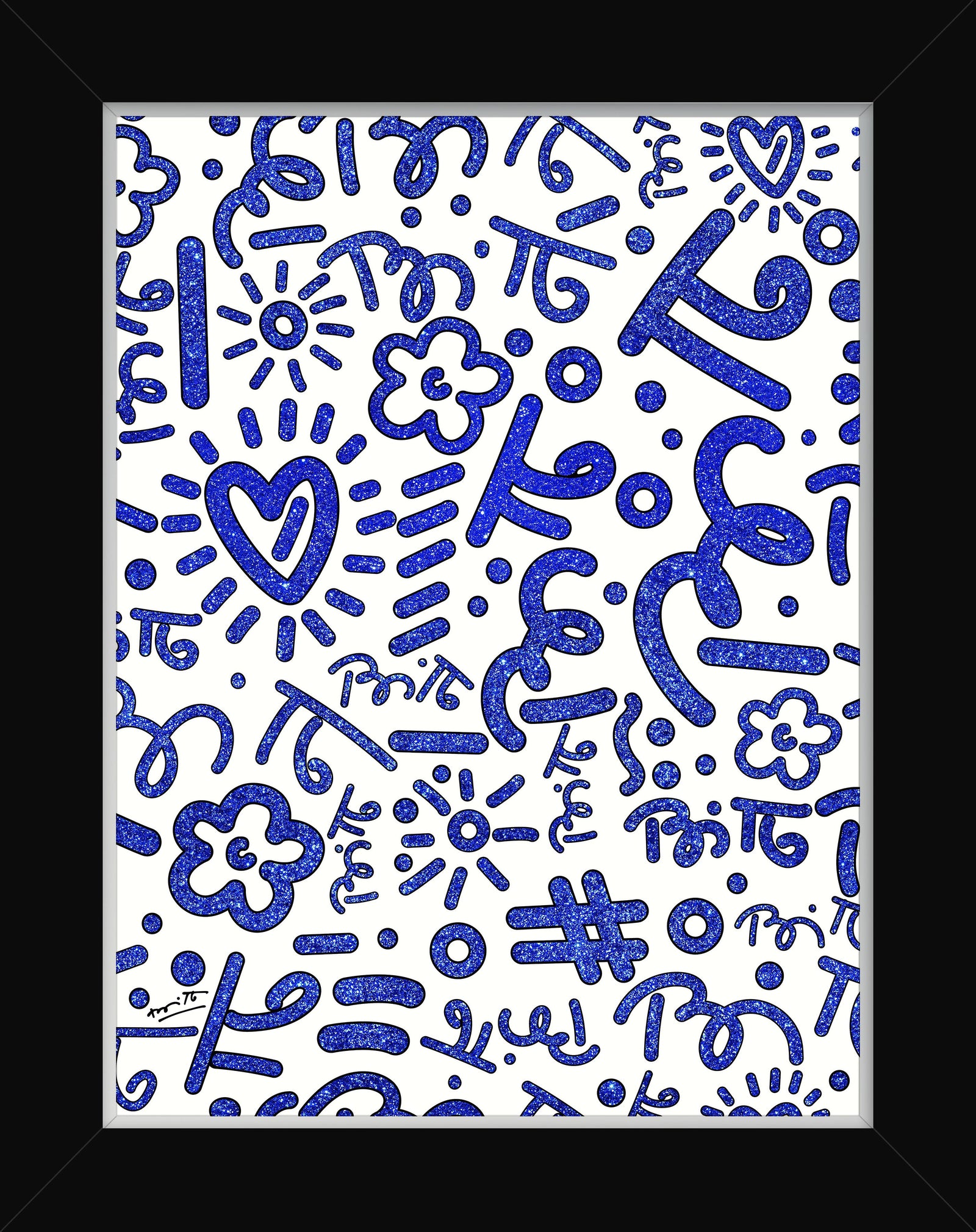 Romero Britto blue graffiti limited edition print colorful pop art design