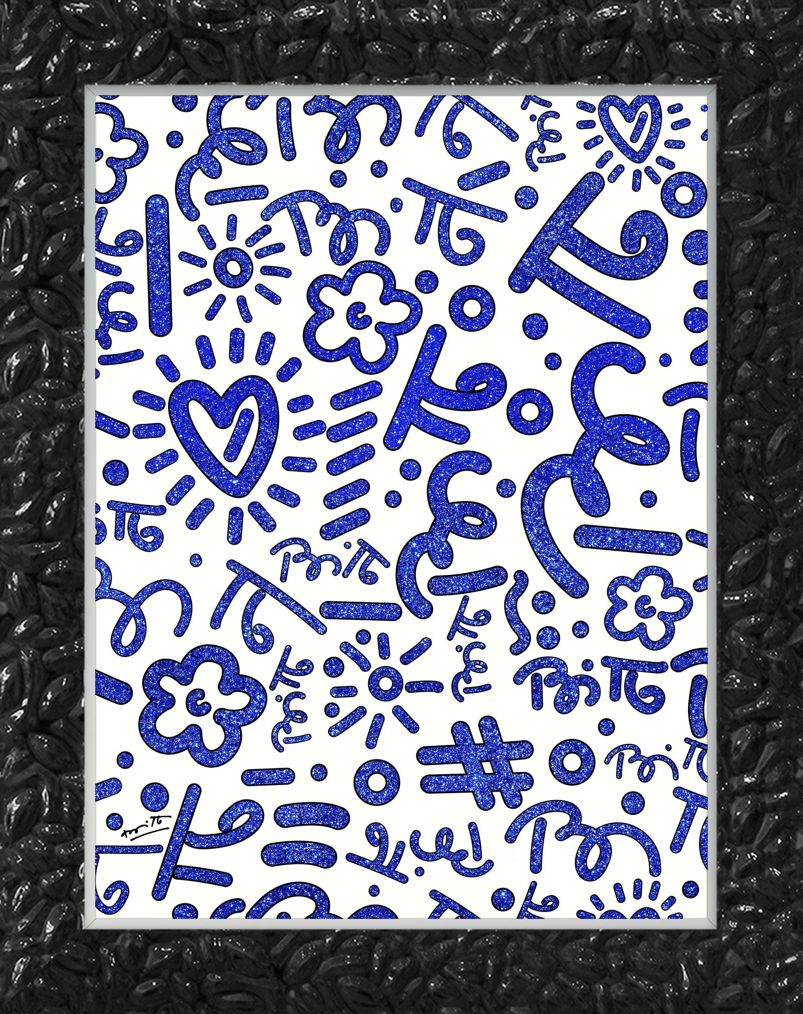 Romero Britto blue graffiti limited edition print contemporary pop art piece