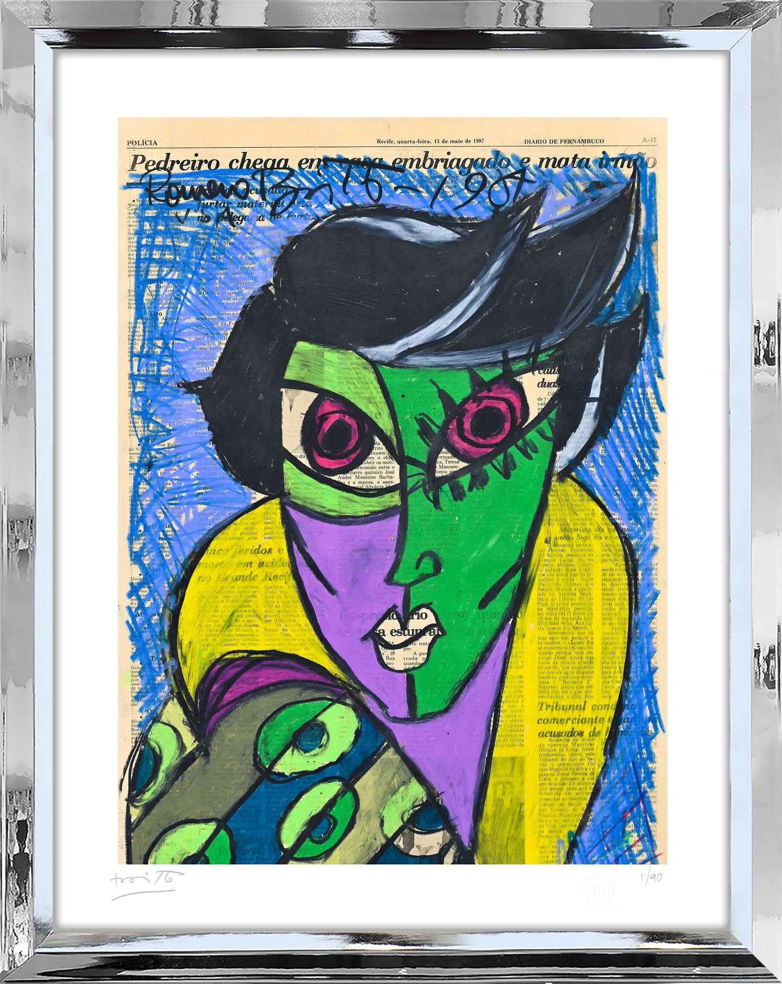 Romero Britto mrs green limited edition print contemporary pop art piece