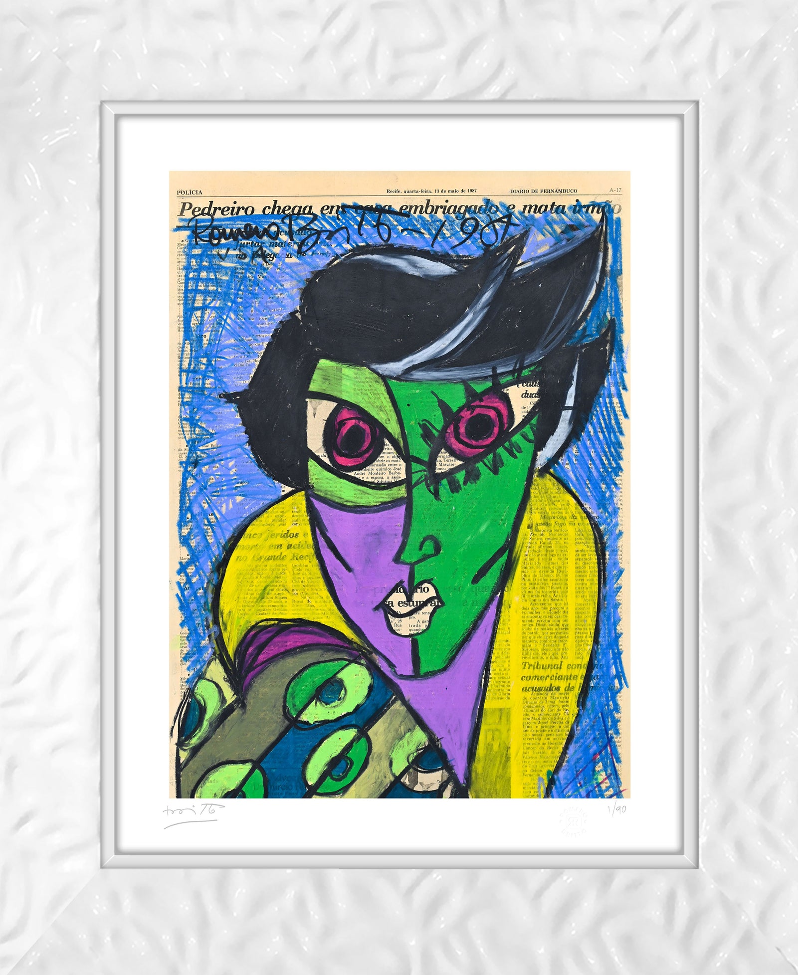 Romero Britto mrs green limited edition print colorful pop art design
