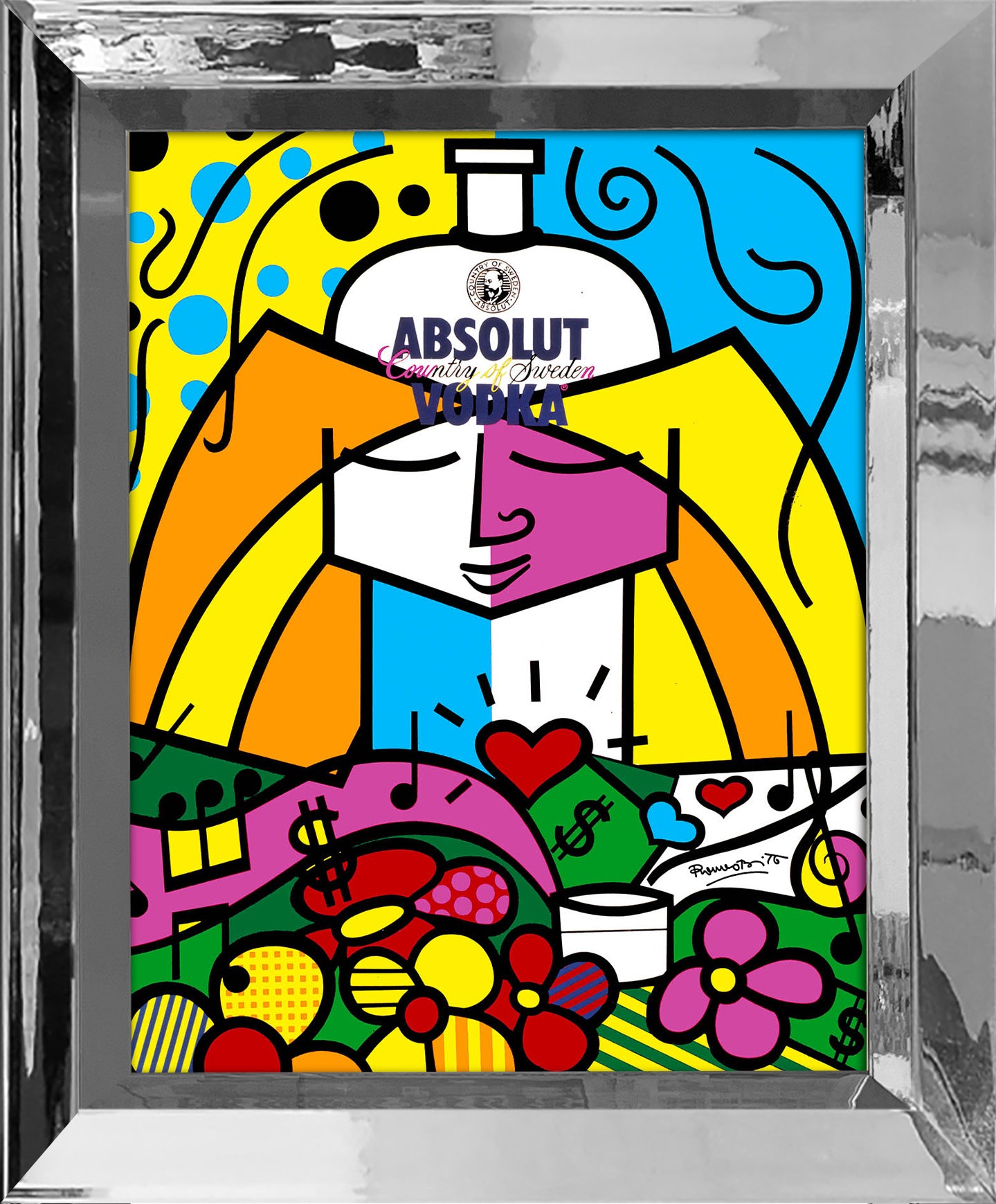 Romero Britto absolut ii open edition print contemporary pop art piece