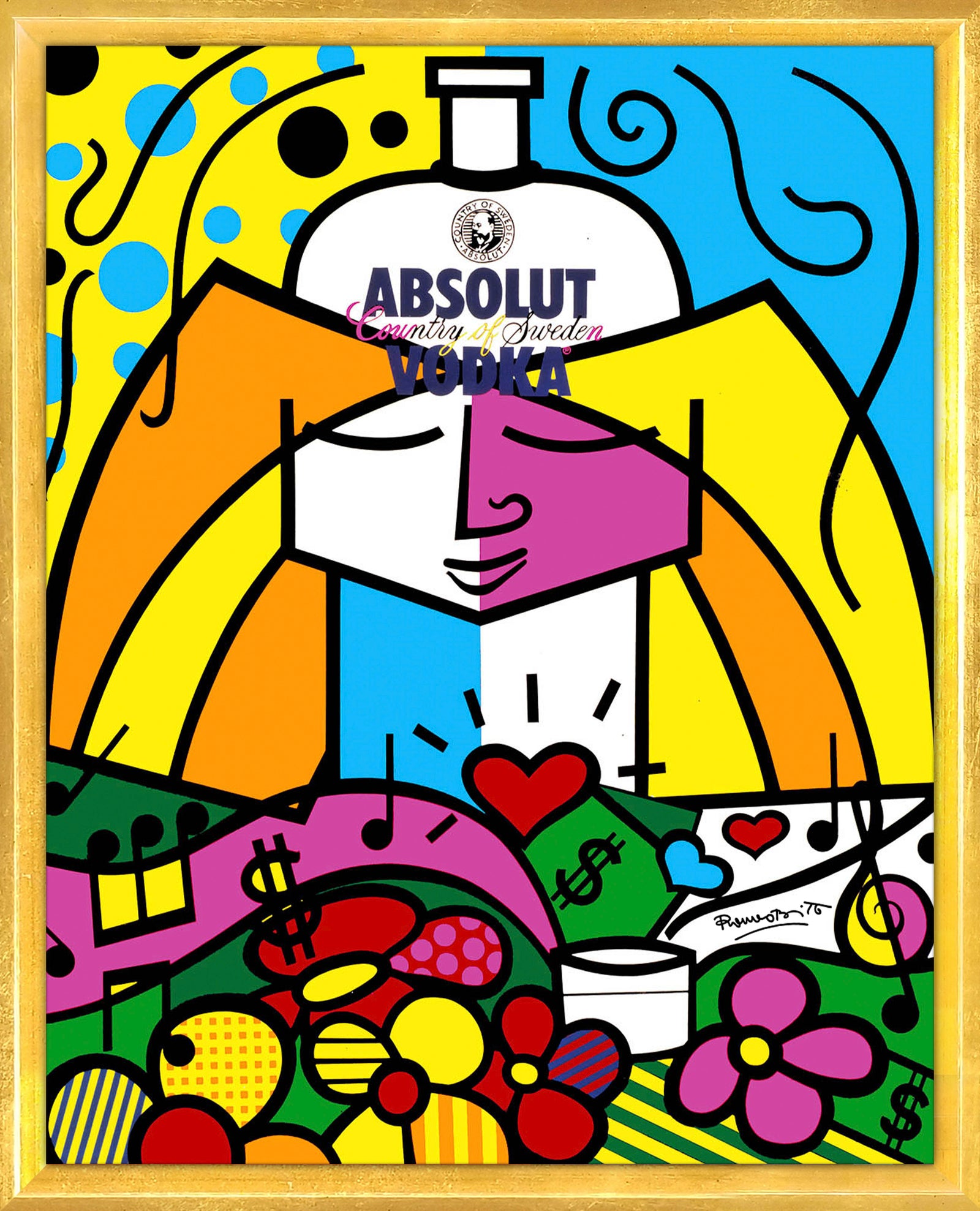 Romero Britto absolut ii open edition print colorful pop art design