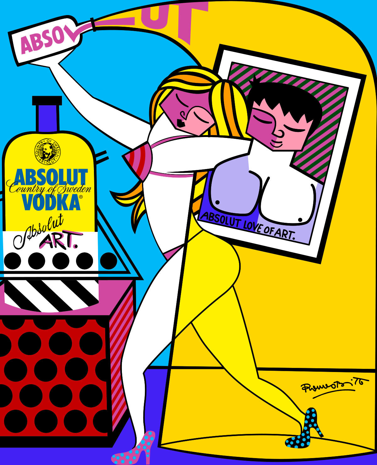 Romero Britto absolut i open edition print colorful pop art design