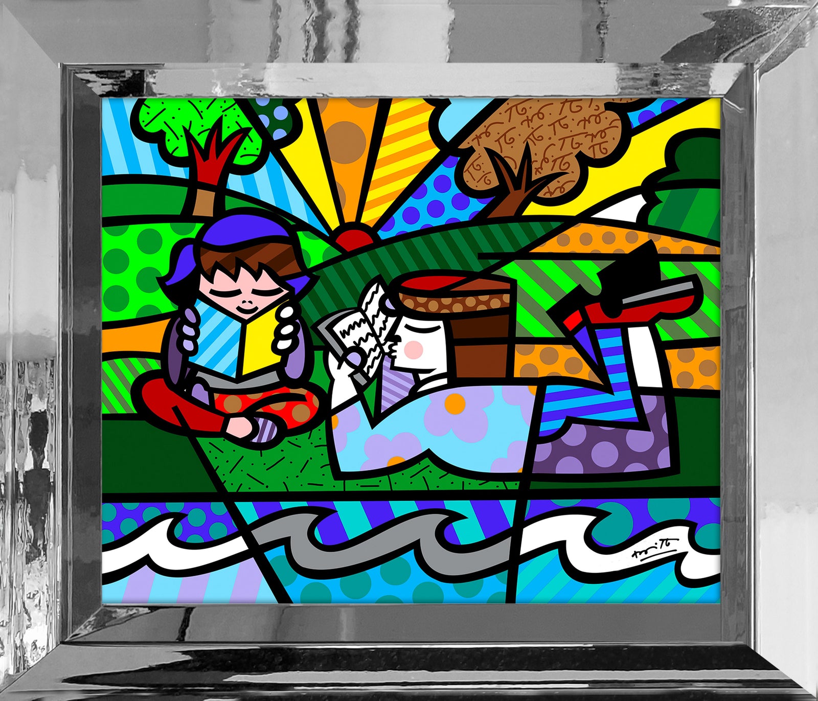 reading in the park limited artistic colorful design collectible