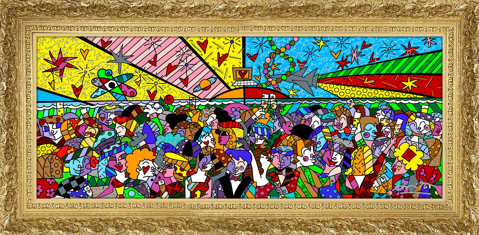 Romero Britto tonight on the beach limited contemporary pop art piece