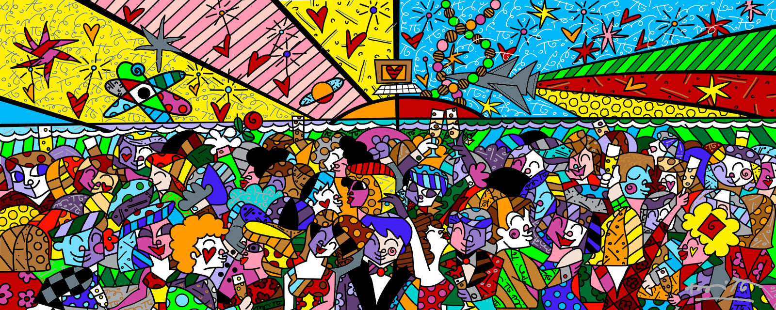 Romero Britto tonight on the beach limited colorful pop art design