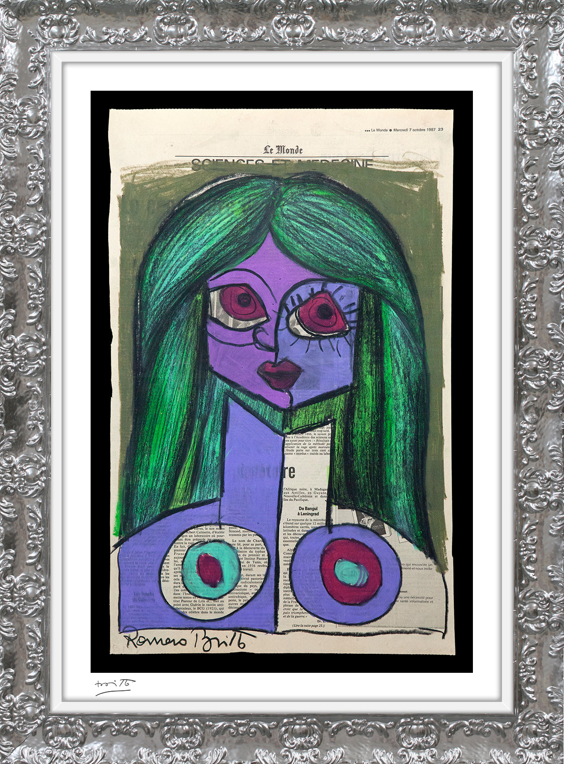 Romero Britto le monde limited edition print colorful pop art design