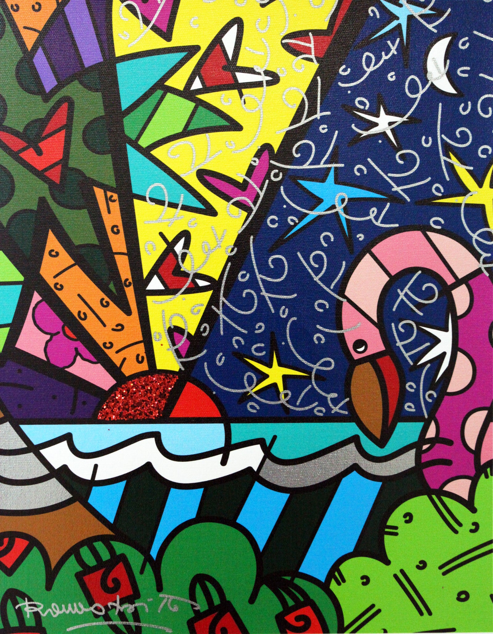 Romero Britto real limited edition print colorful pop art design
