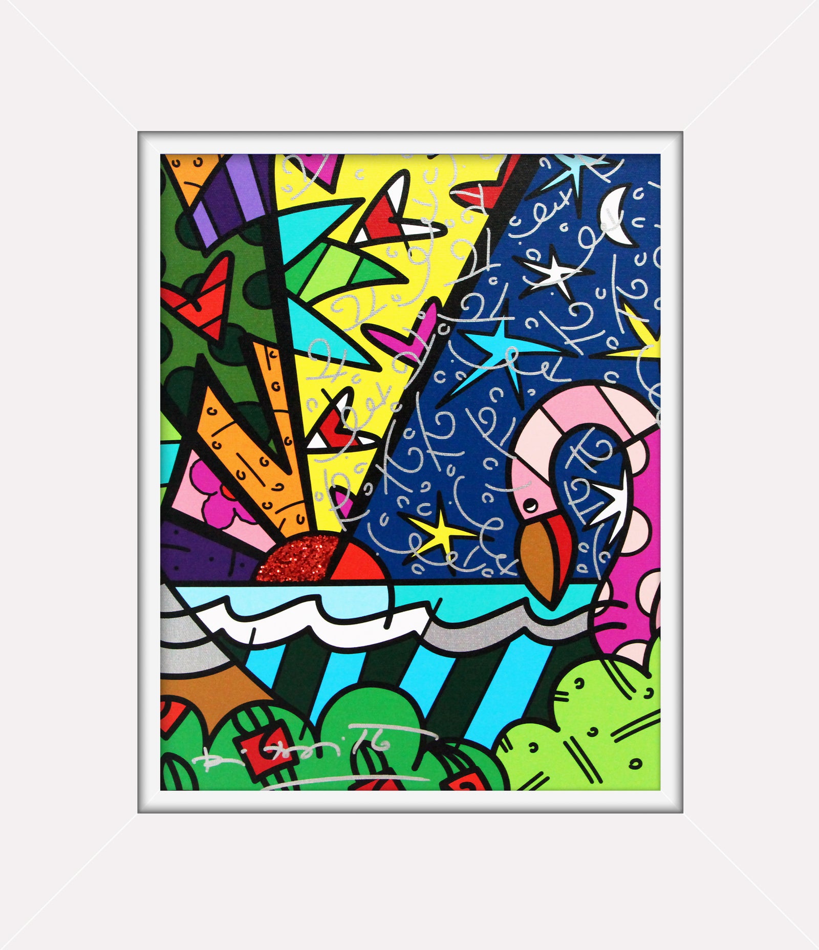 Romero Britto real limited edition print colorful pop art design