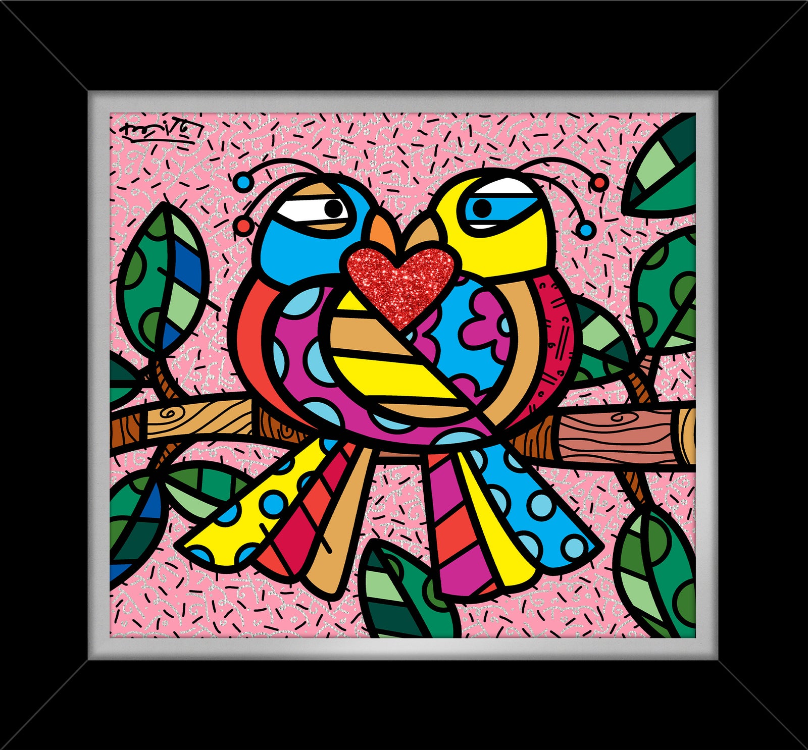 love birds pink limited edition artistic colorful design collectible