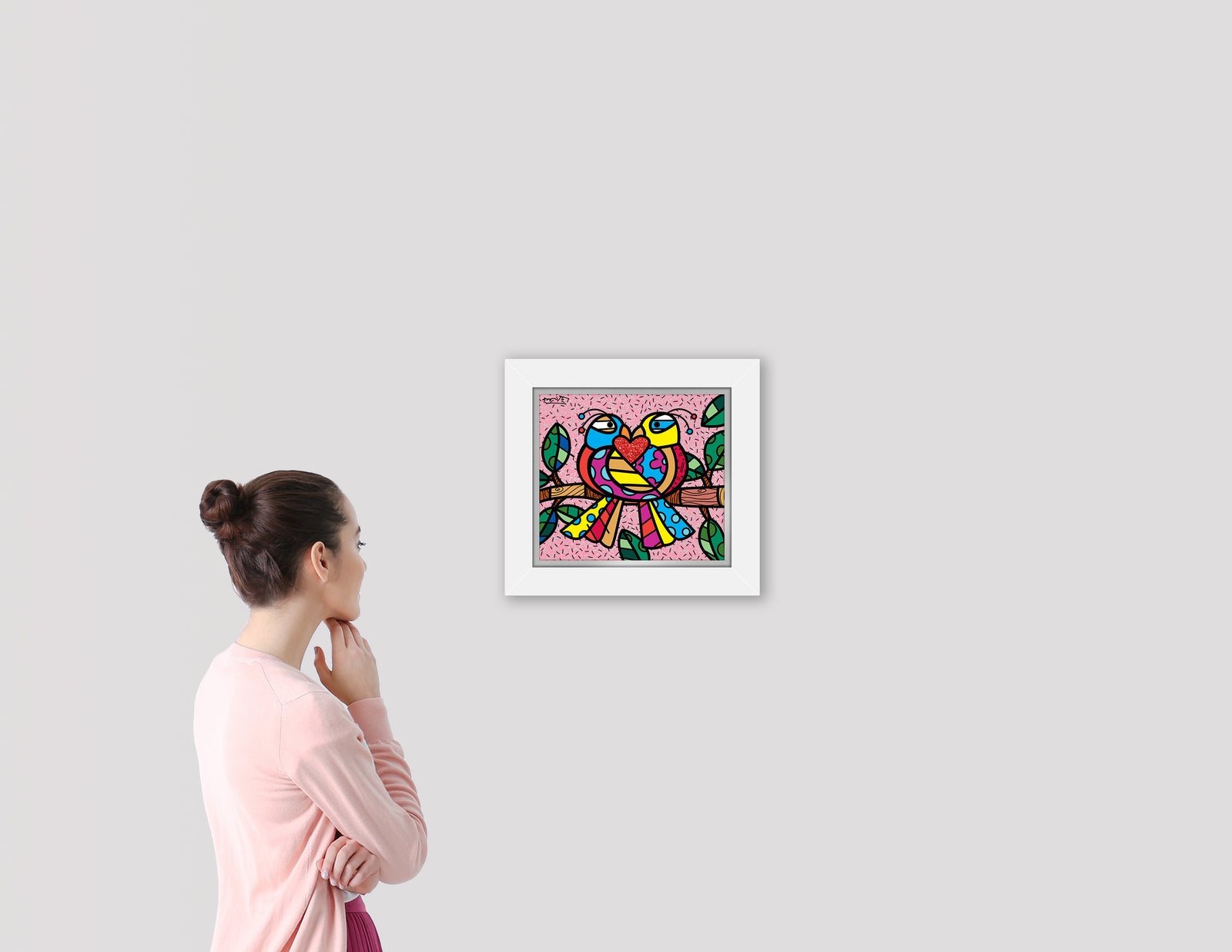 love birds pink limited edition colorful decorative collectible gift idea