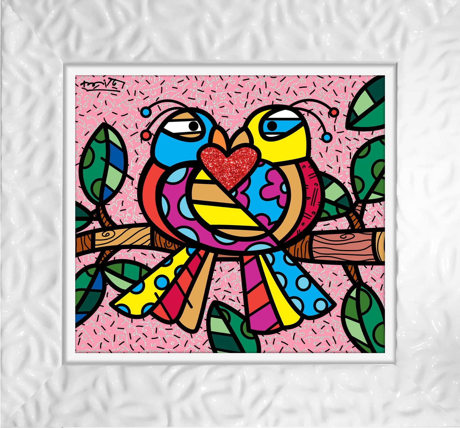modern pop art love birds pink limited edition vibrant home decor