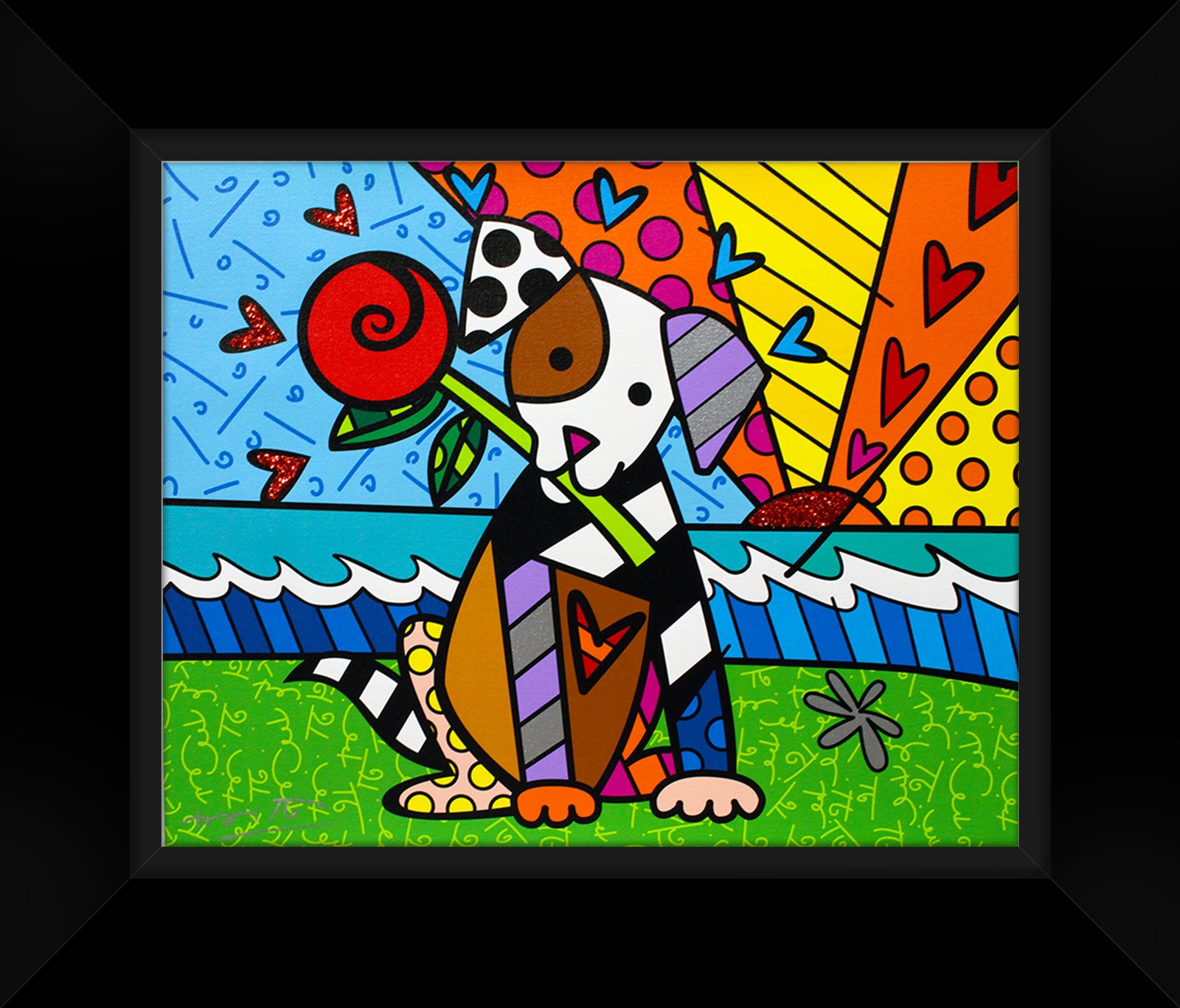 Romero Britto lovely limited edition print colorful pop art design