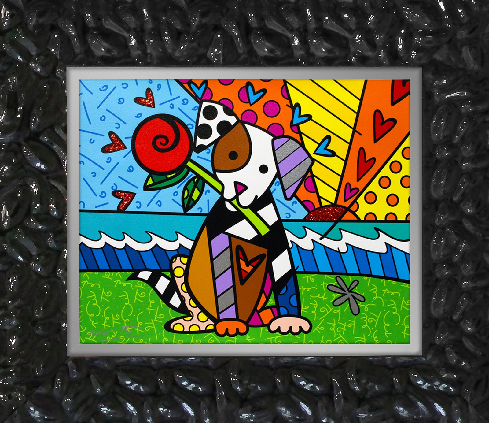 Romero Britto lovely limited edition print contemporary pop art piece