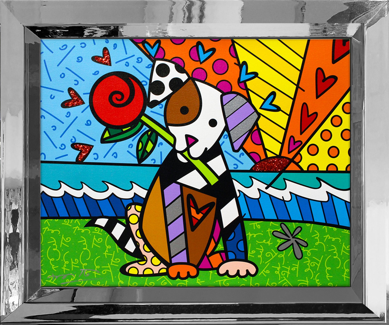 Romero Britto lovely limited edition print colorful pop art design