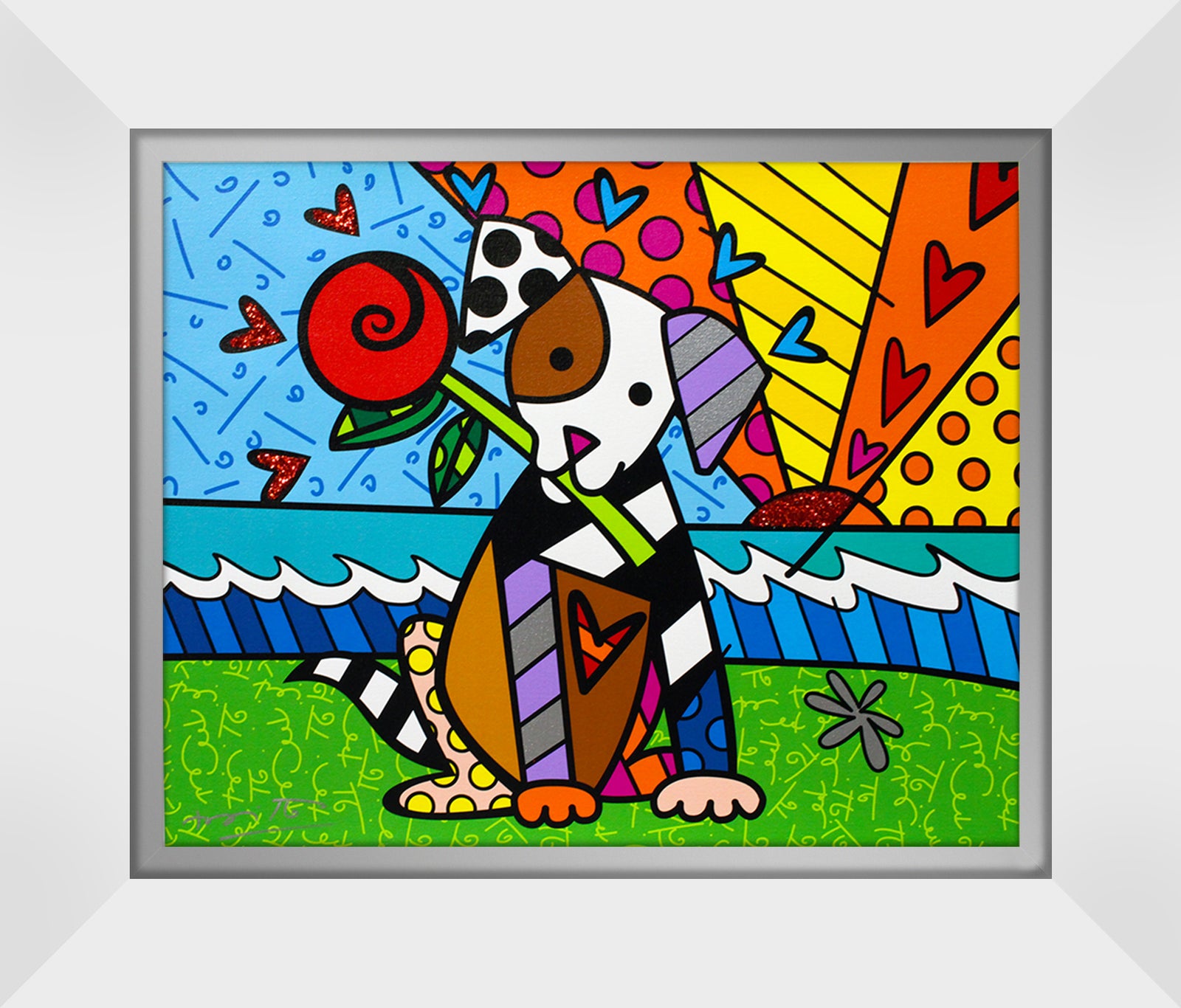 Romero Britto lovely limited edition print contemporary pop art piece