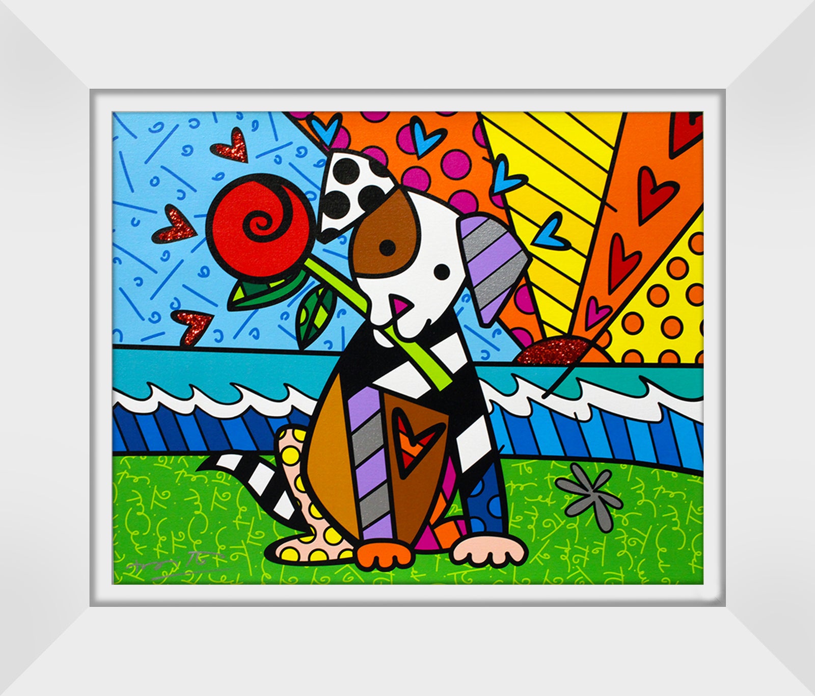Romero Britto lovely limited edition print colorful pop art design