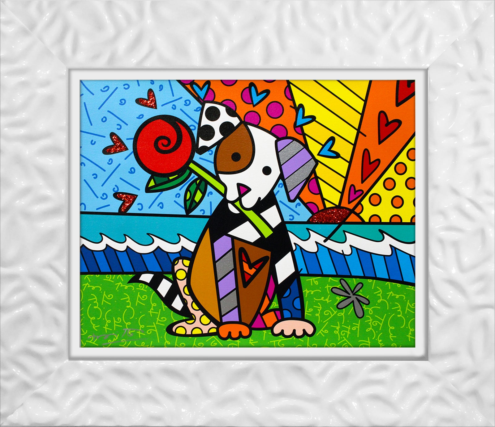Romero Britto lovely limited edition print contemporary pop art piece