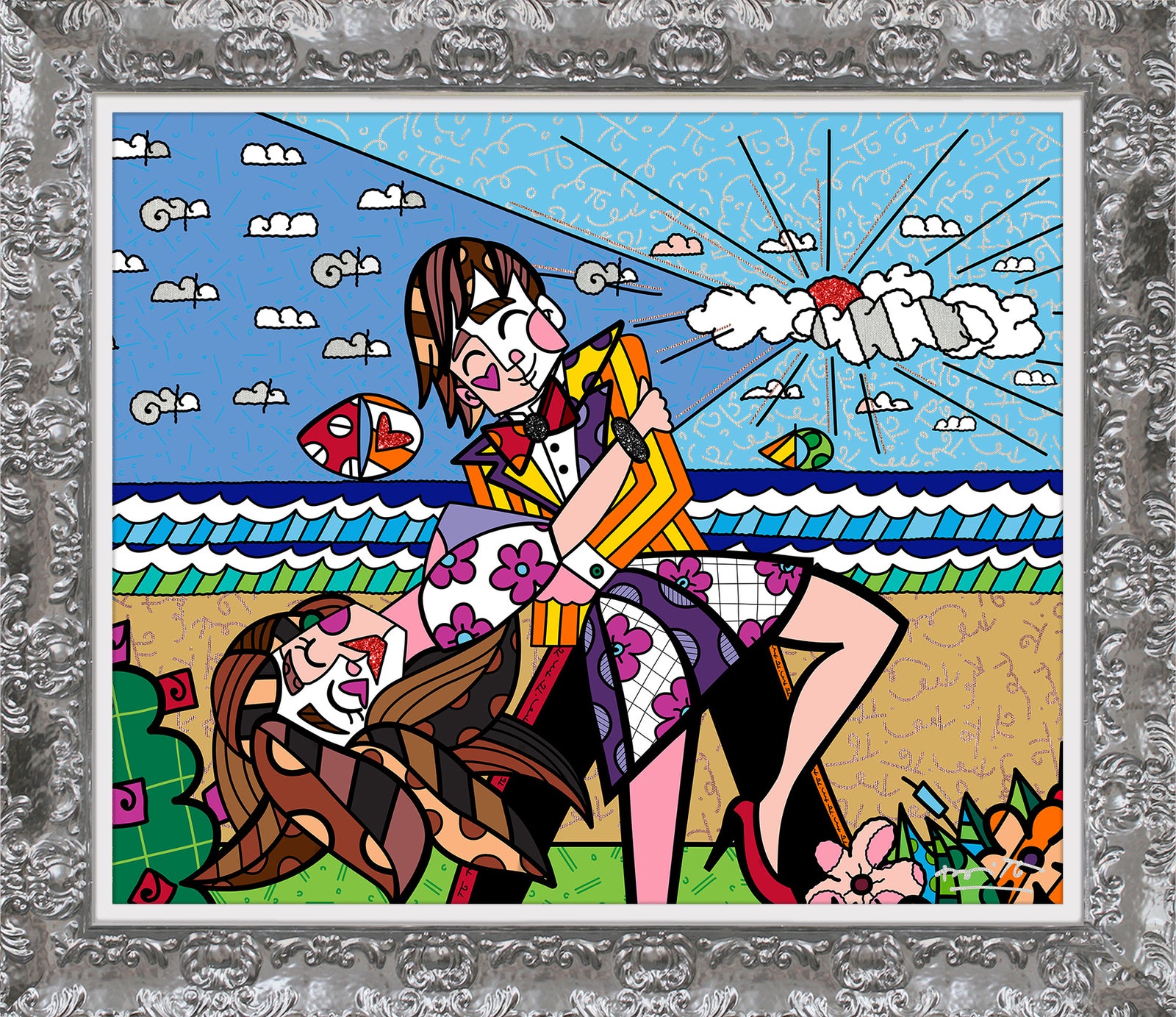 Romero Britto true love limited edition print colorful pop art design