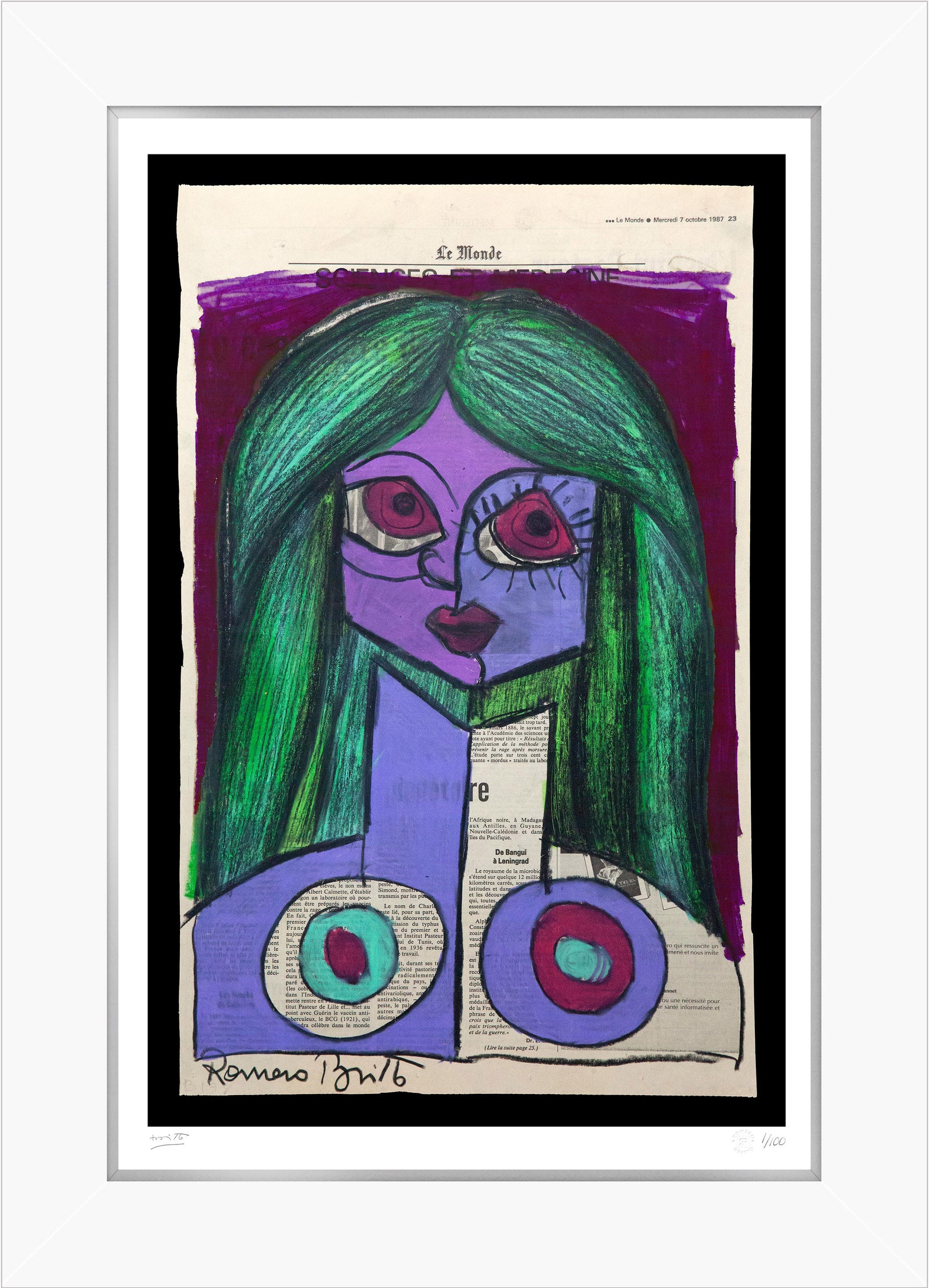 Romero Britto paris limited edition print colorful pop art design