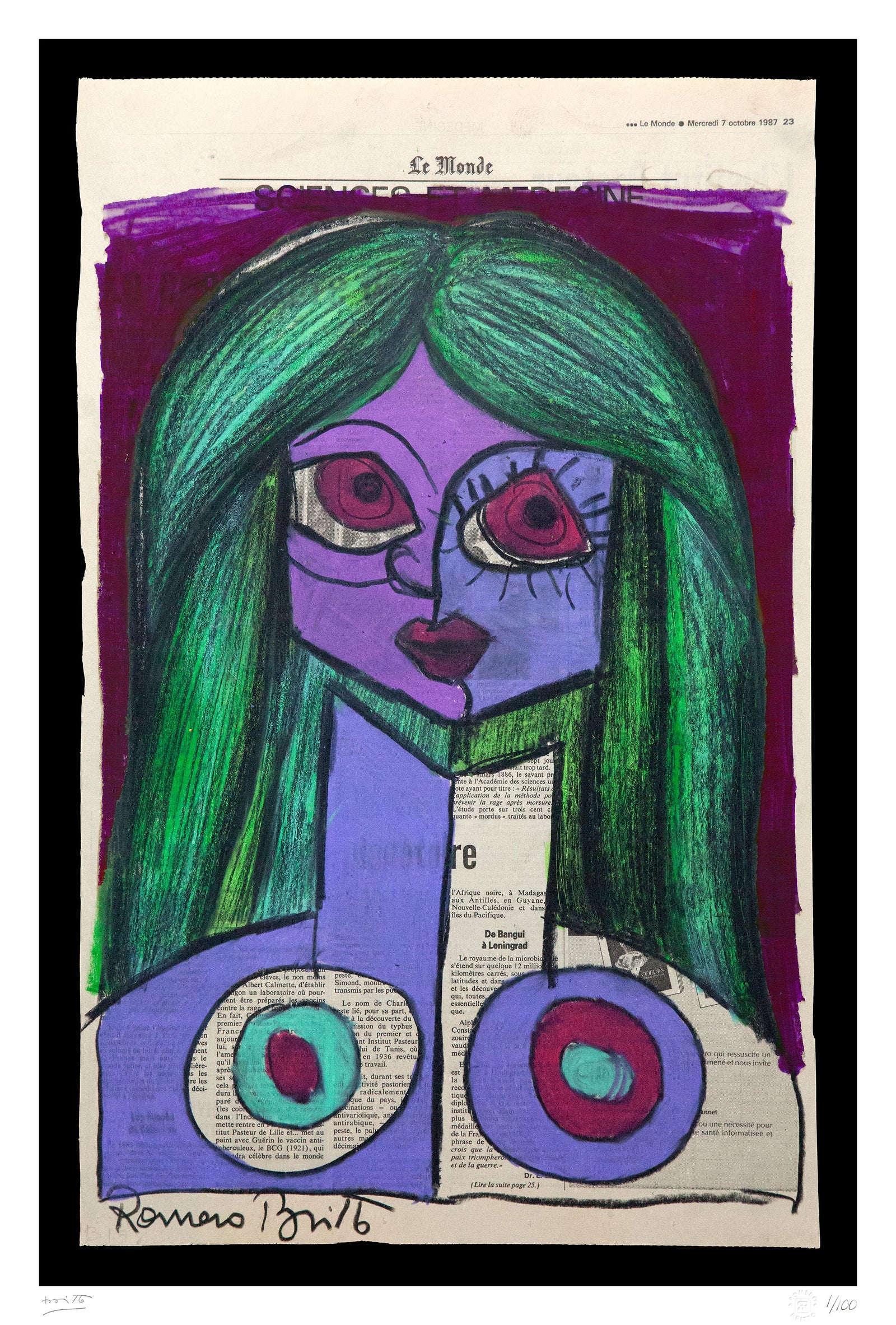 Romero Britto paris limited edition print colorful pop art design