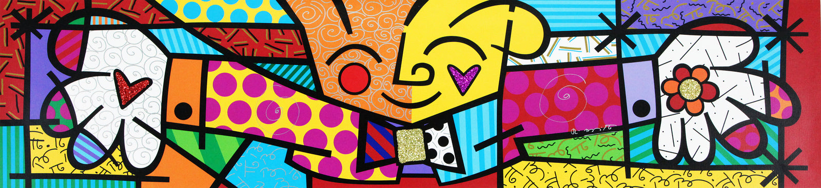 Romero Britto the hug limited edition print colorful pop art design