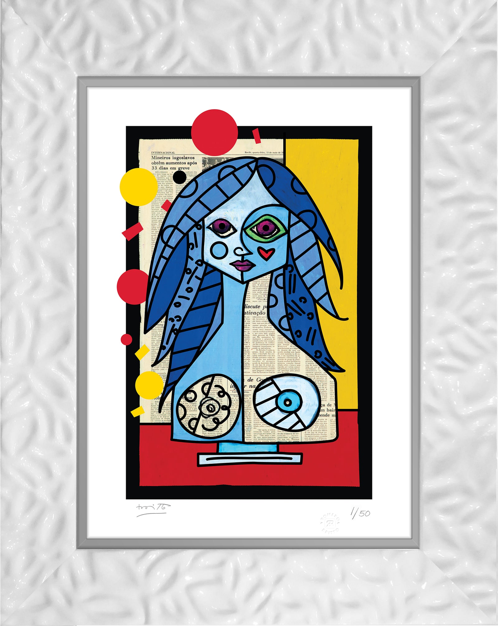 Romero Britto blue red yellow limited edition colorful pop art design