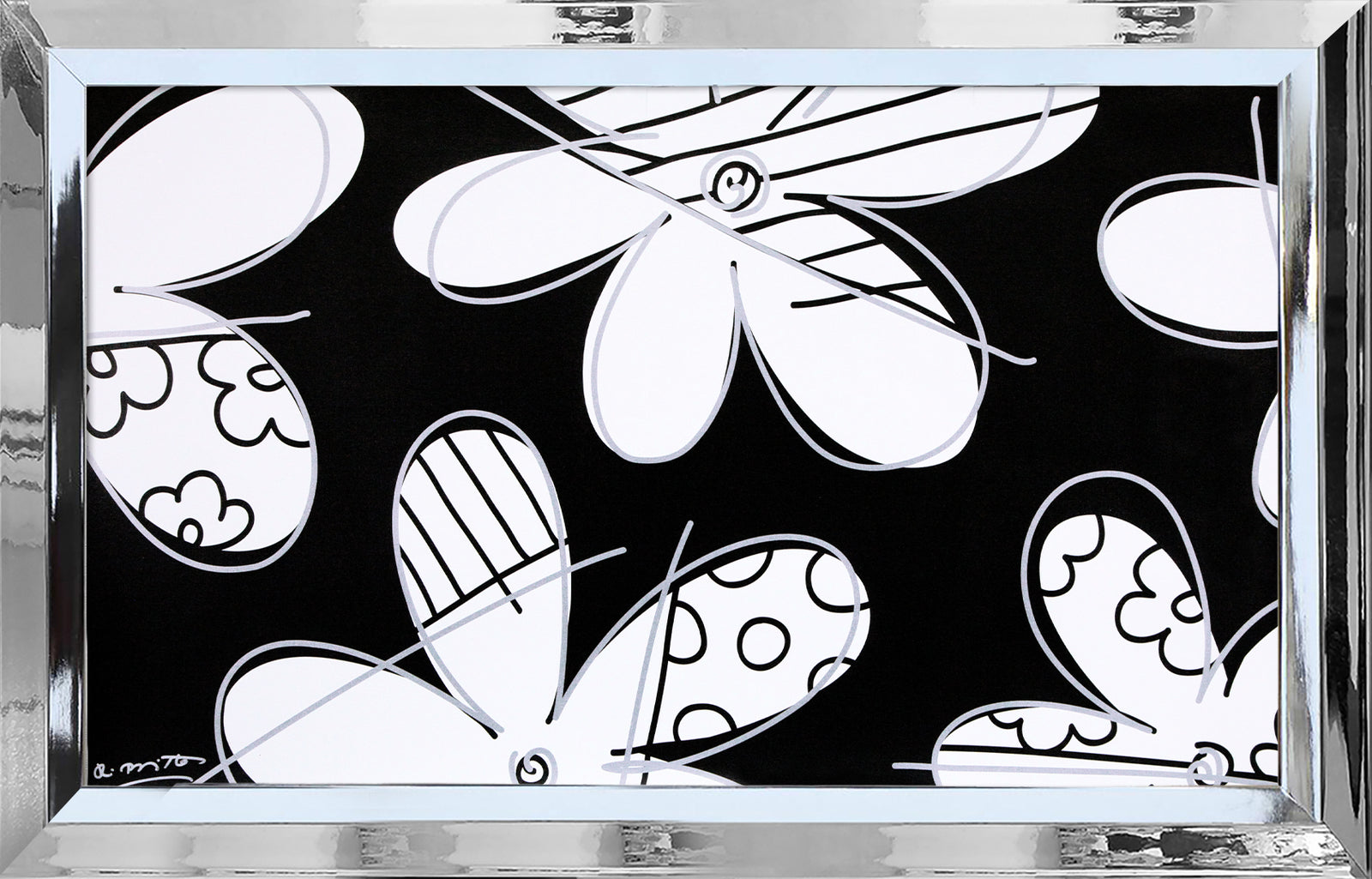 Romero Britto midnight flower limited edition print contemporary pop art piece