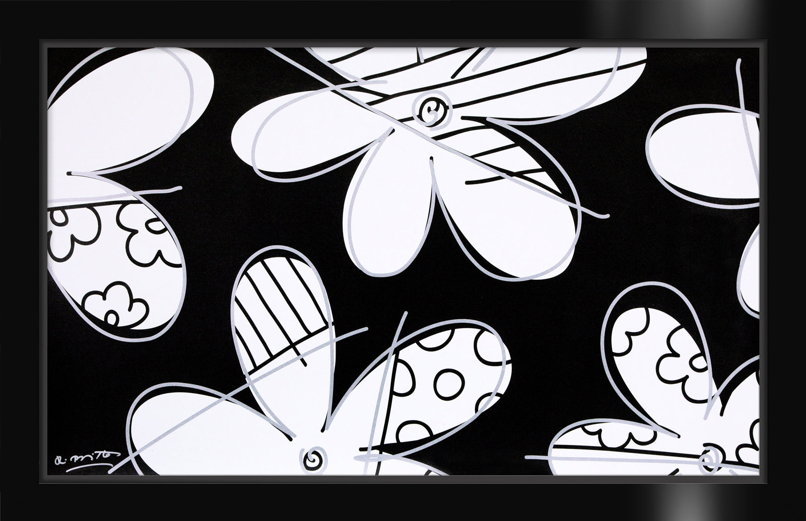 Romero Britto midnight flower limited edition print colorful pop art design